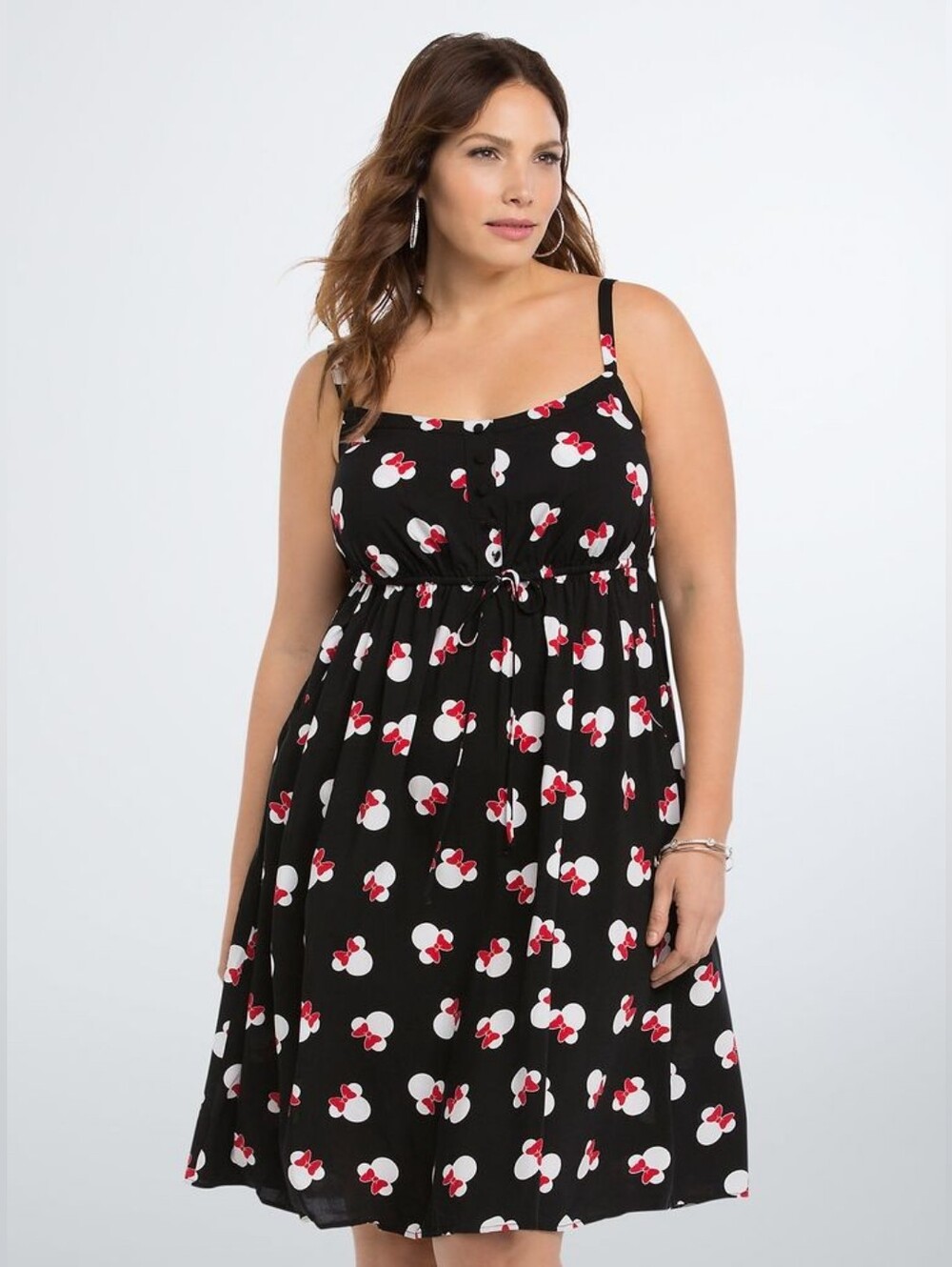 Disney Black, White, & Red Minnie Mouse Bow-Print Spaghetti Strap Cami Dress XL